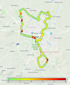 Data collection by an avid cycler (PM2.5, scaled).
