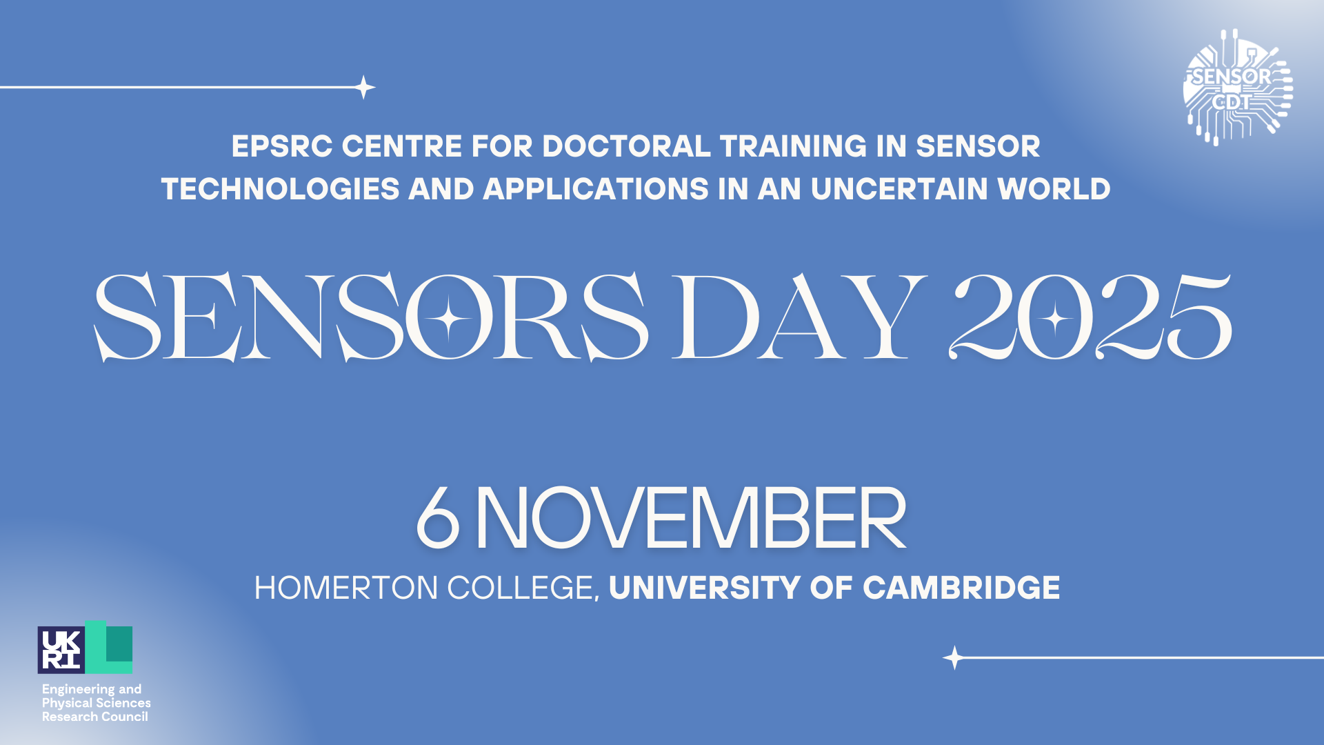 Sensors Day 2025, 6 November, Homerton College, University of Cambridge